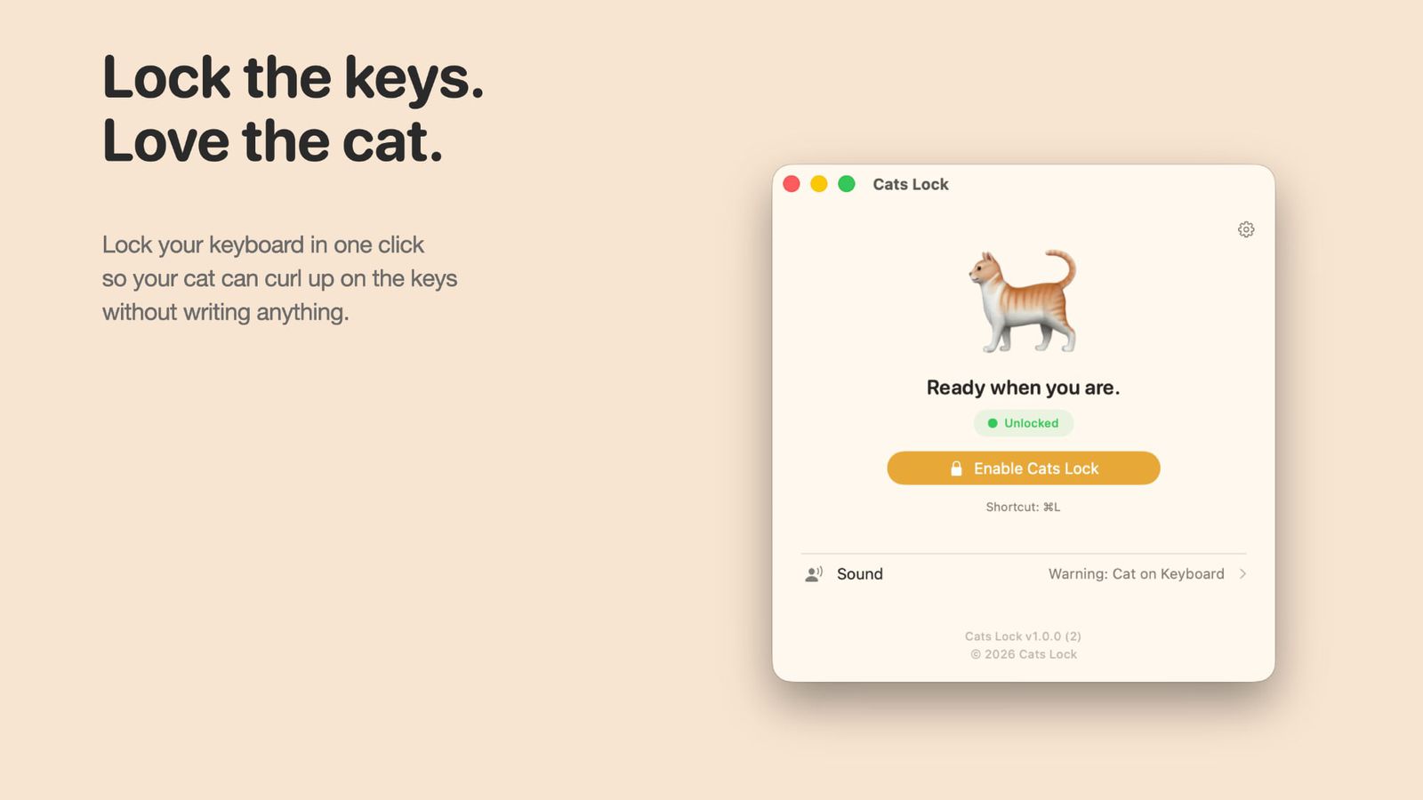 <span class="entry-title-primary">Cats Lock für den Mac: Diese App schützt die Tastatur vor neugierigen Katzen</span> <span class="entry-subtitle">Ungewollte Eingaben verhindern</span>