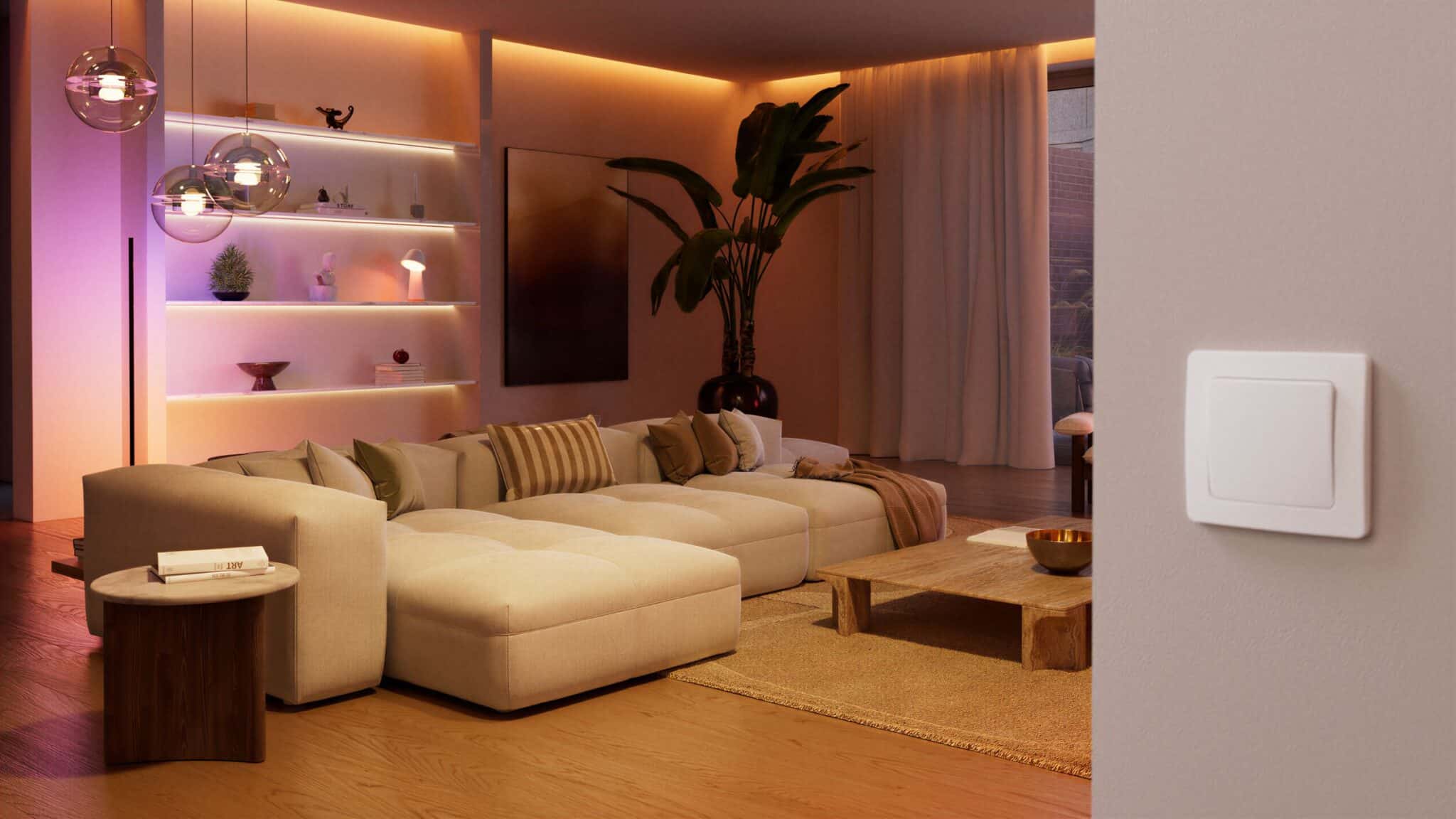 Wohnzimmer mit Philips Hue Beleuchtung