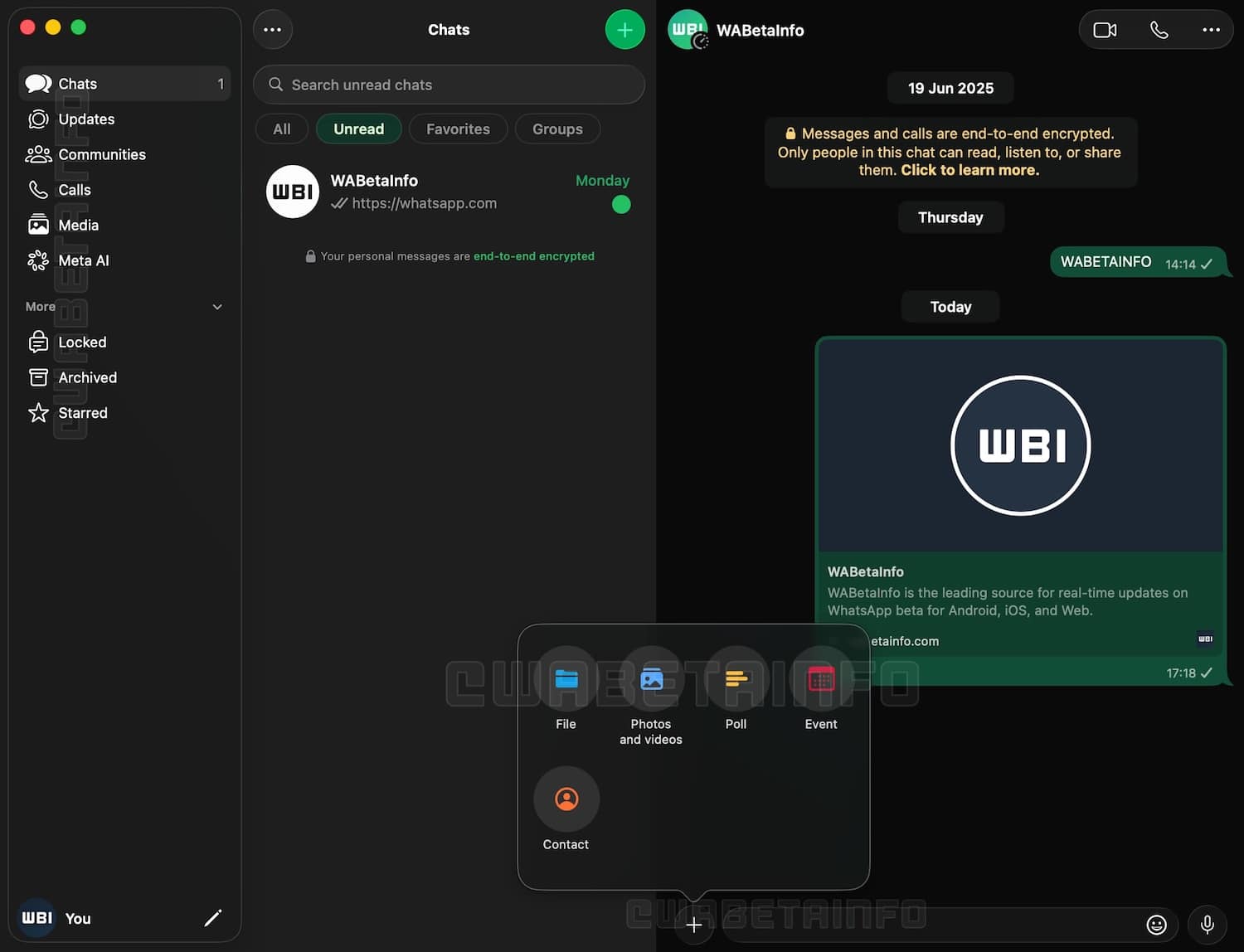 Screenshot von WhatsApp Desktop