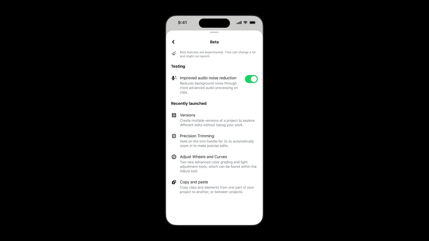 iPhone, auf dem Edits von Meta geöffnet ist