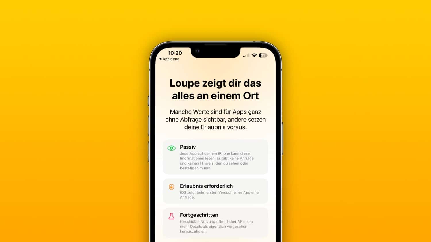 Loupe auf dem iPhone