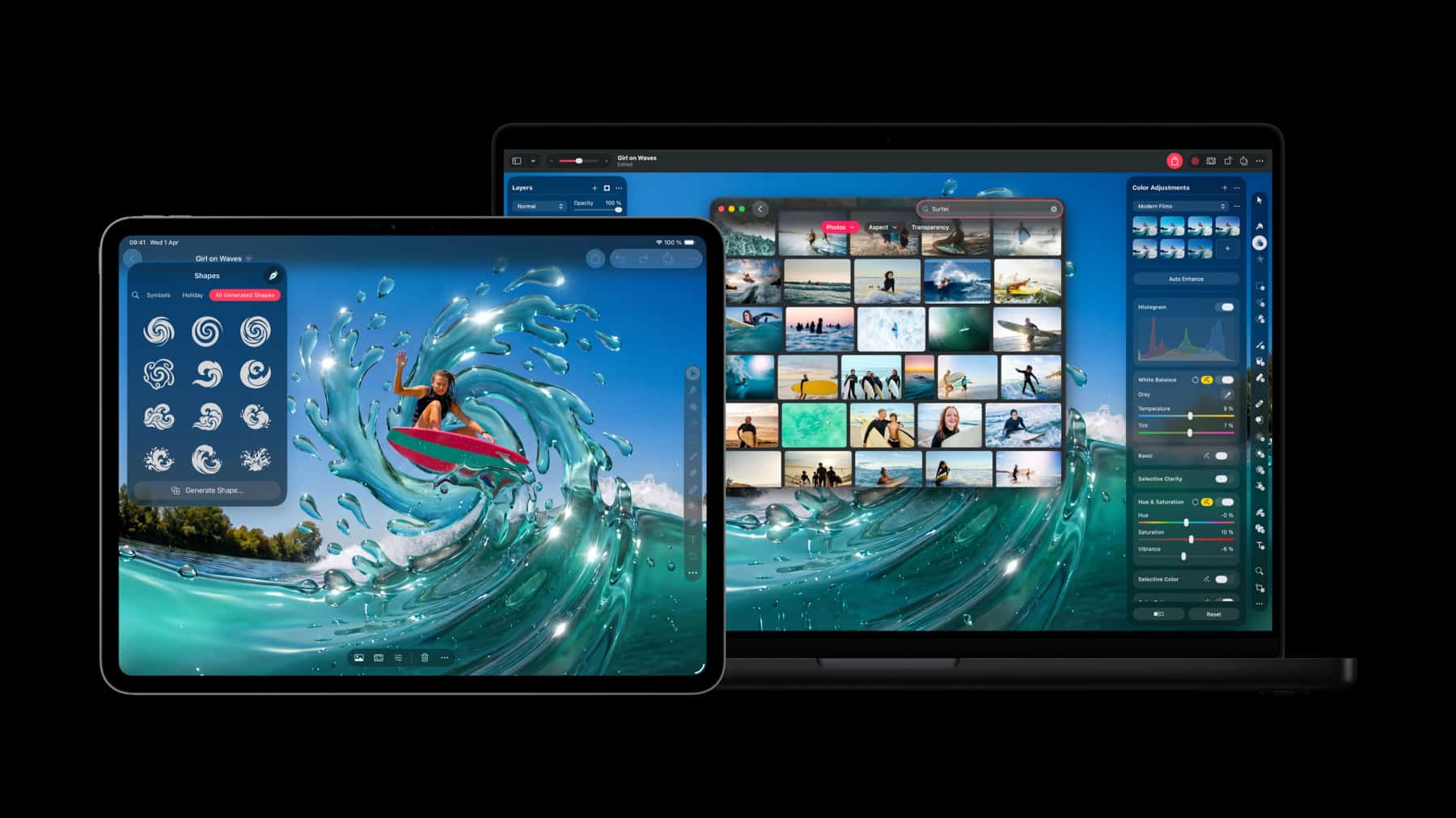 Pixelmator Pro auf iPad und Mac.