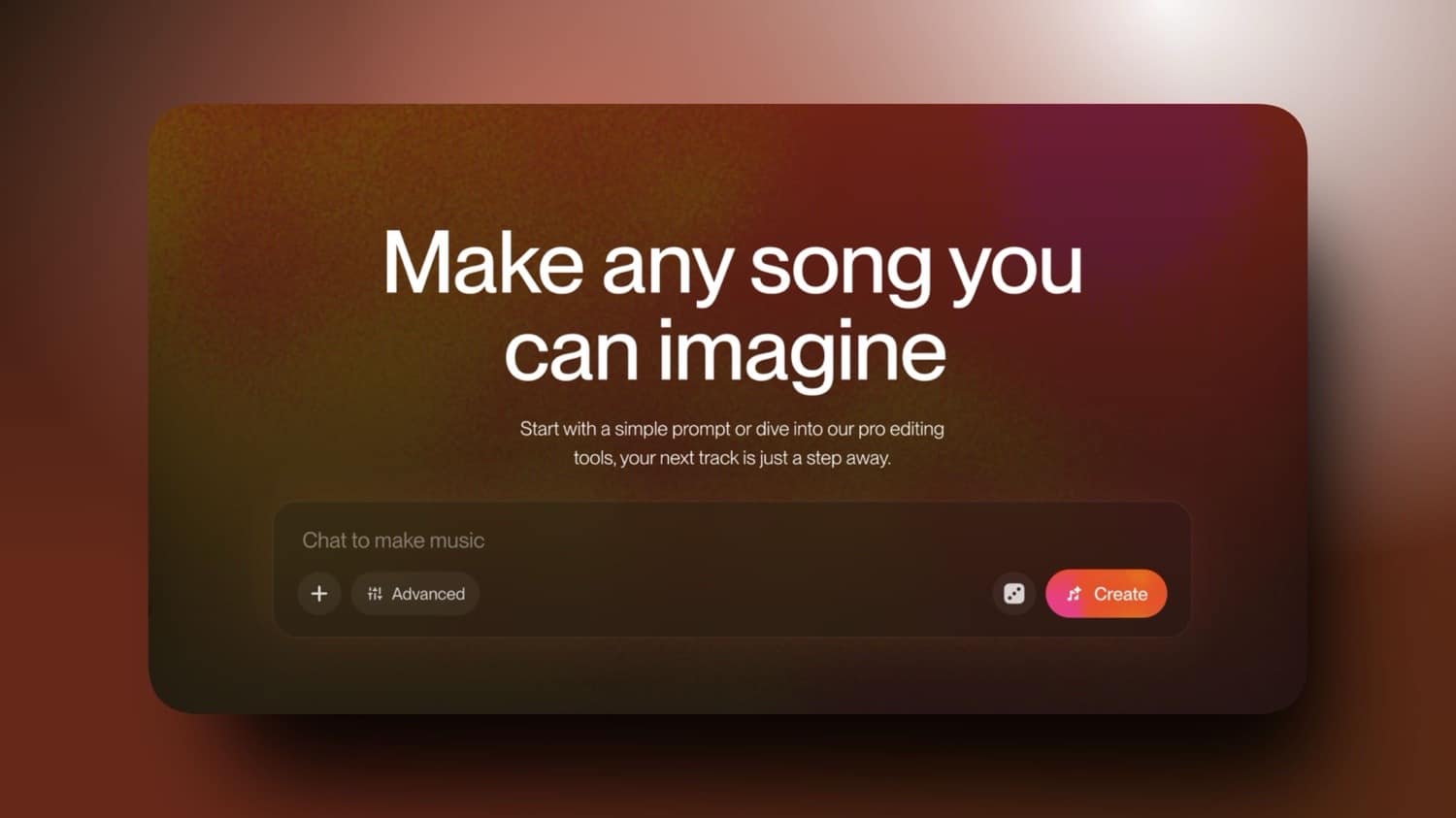 Webansicht vom Suno-Musikgenerator