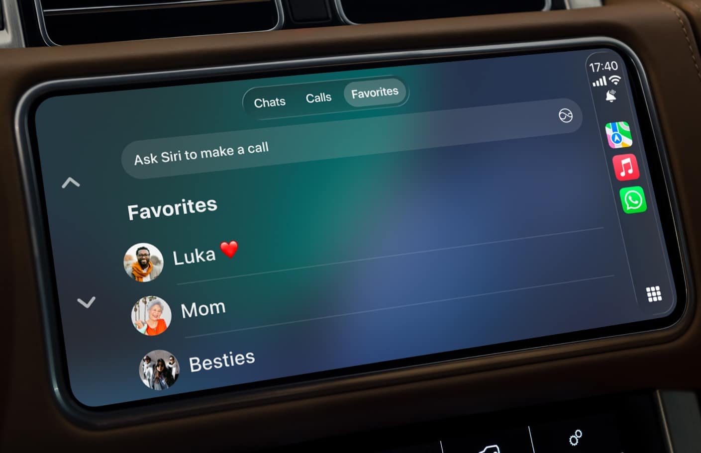 Überarbeitete WhatsApp-Ansicht in CarPlay