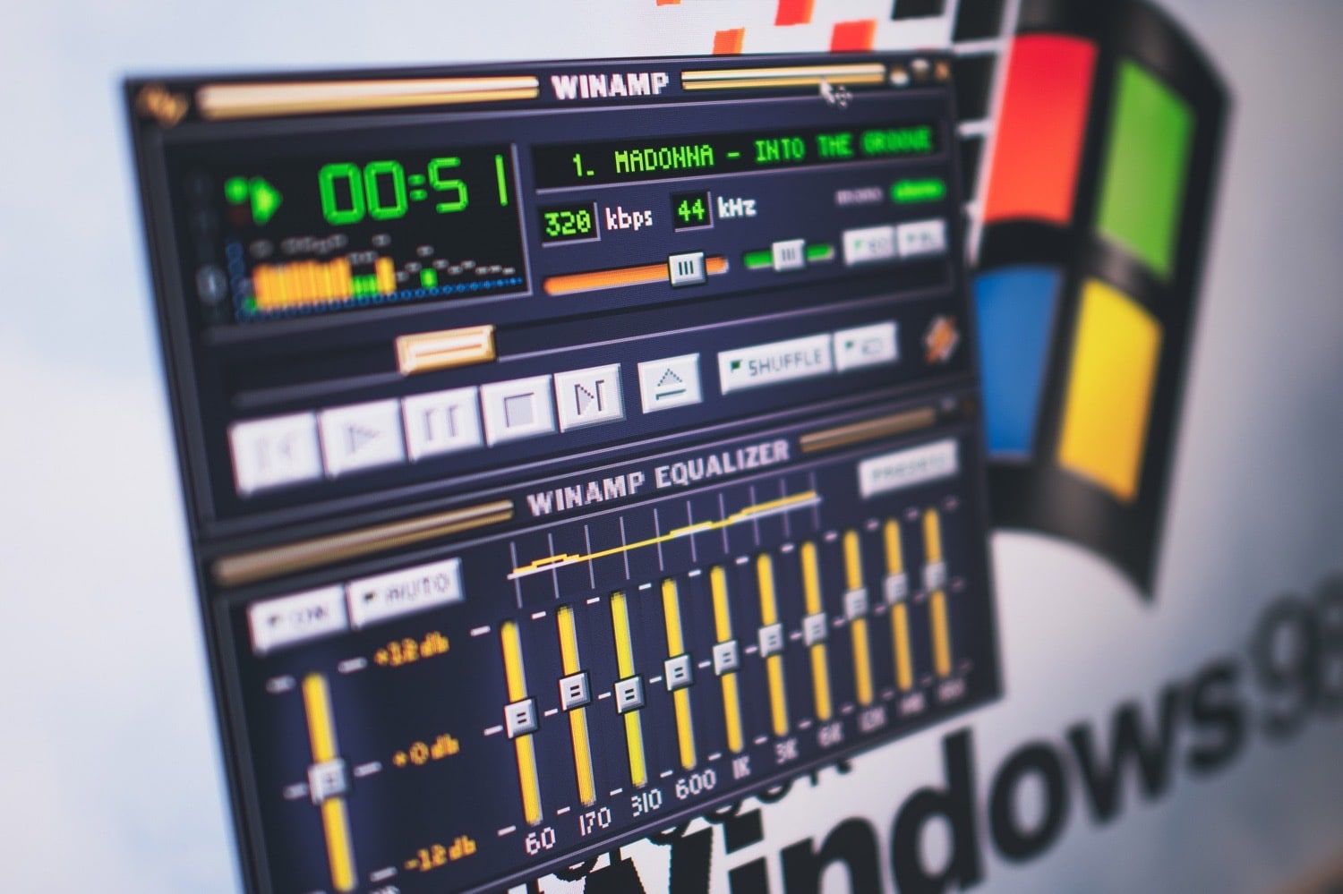 Altes Winamp-Player-Design auf einem Windows-Rechner