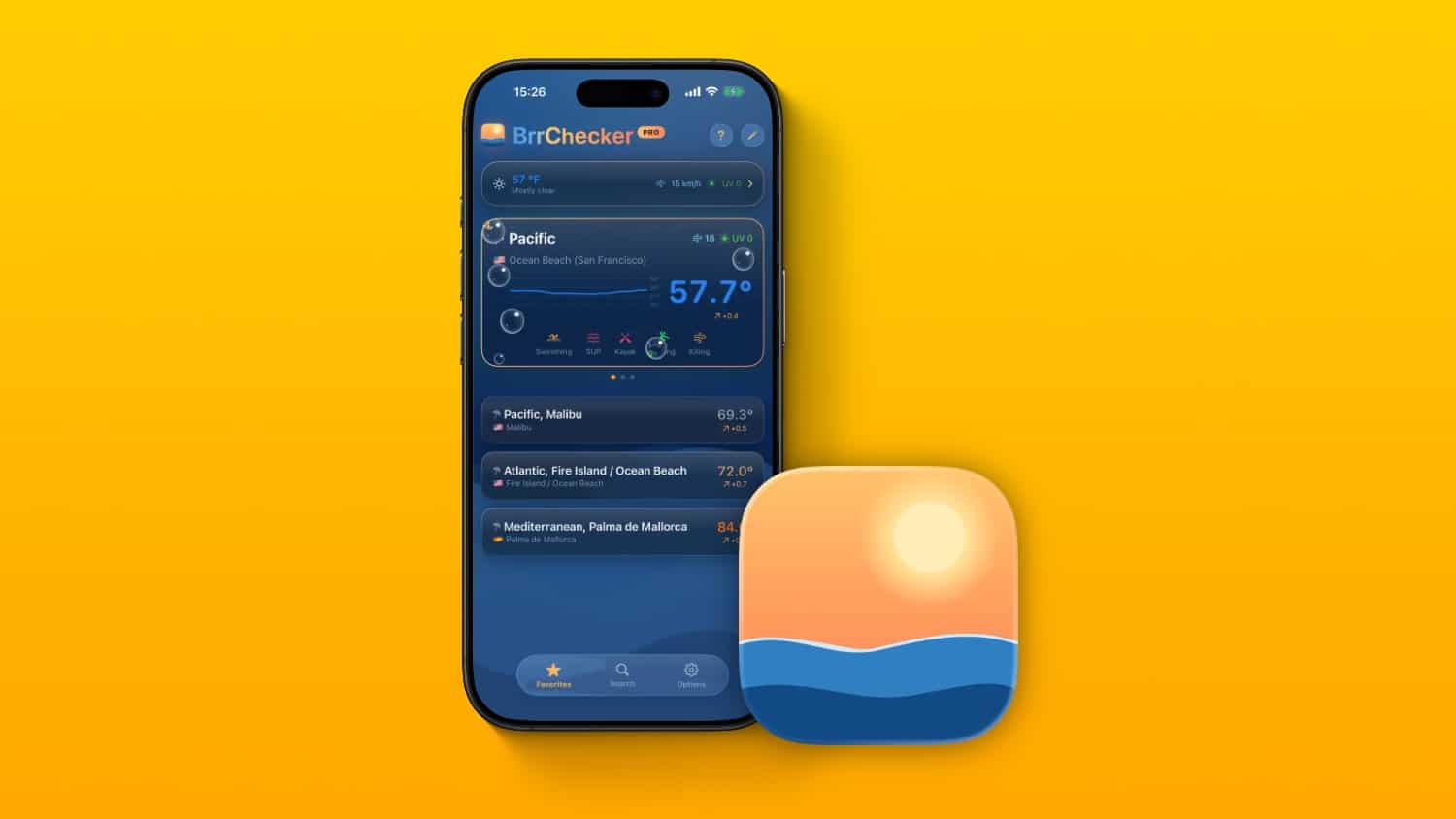 Ein iPhone, auf dem die App BrrChecker geöffnet ist