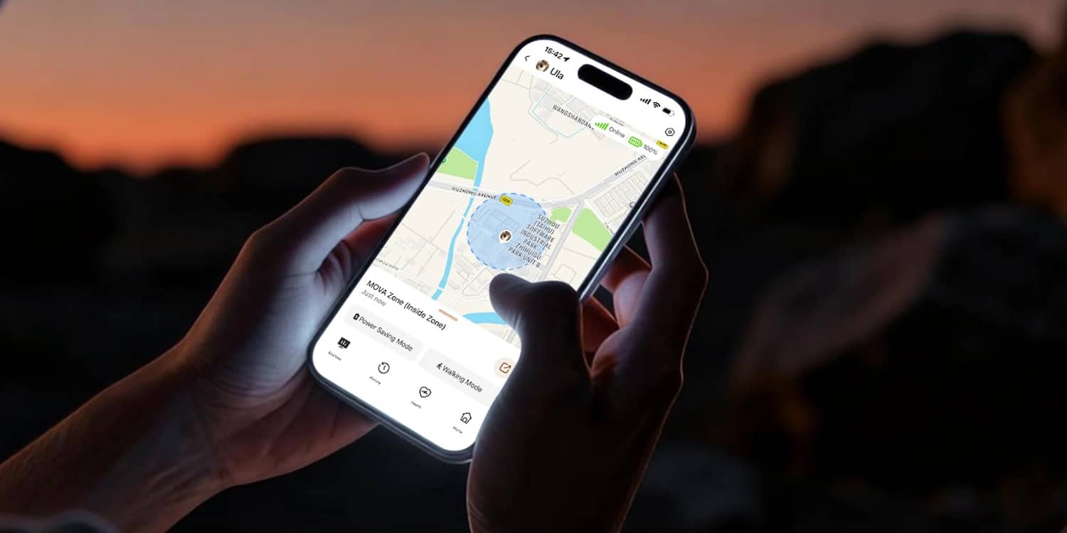 Ein iPhone auf dem die Mova-App geöffnet ist