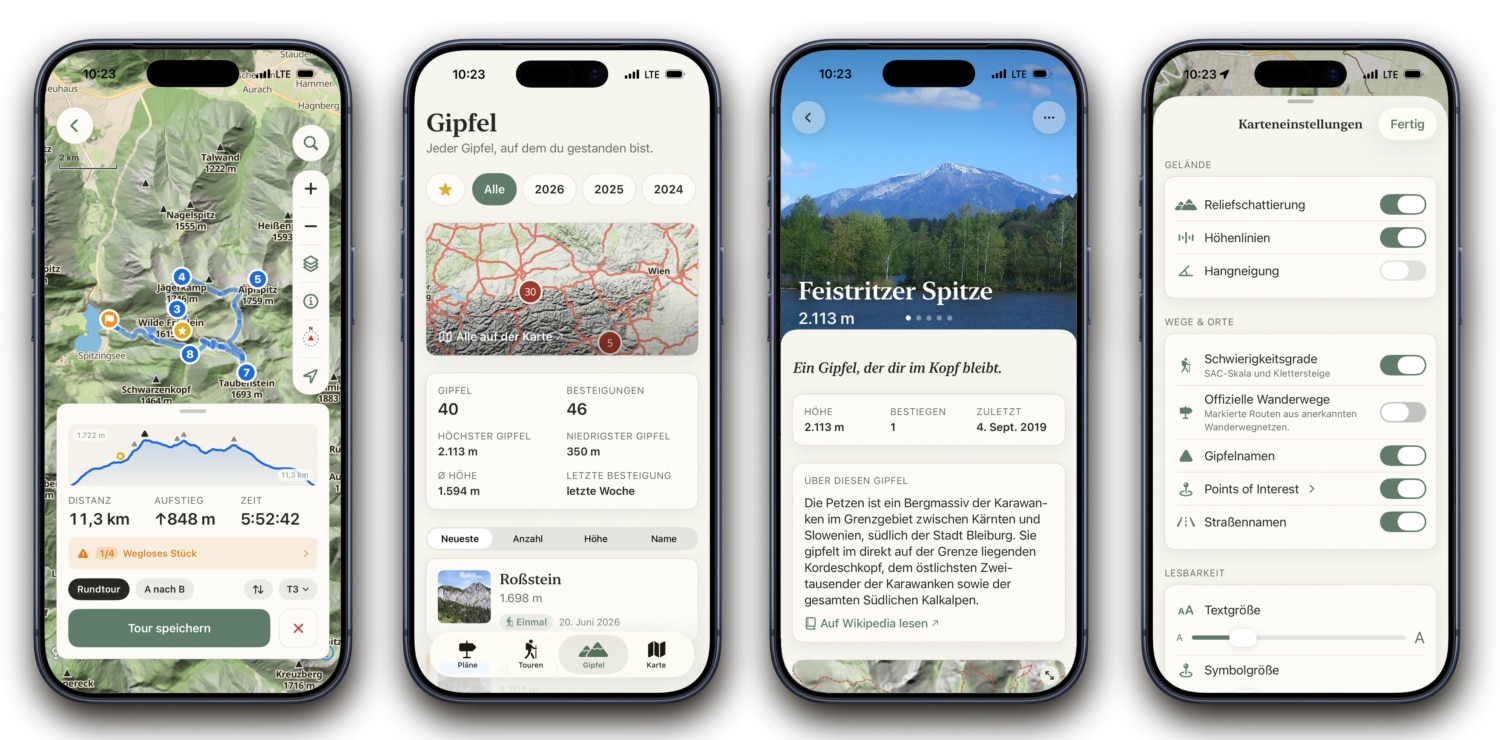 Vier iPhone-Screenshots von Above