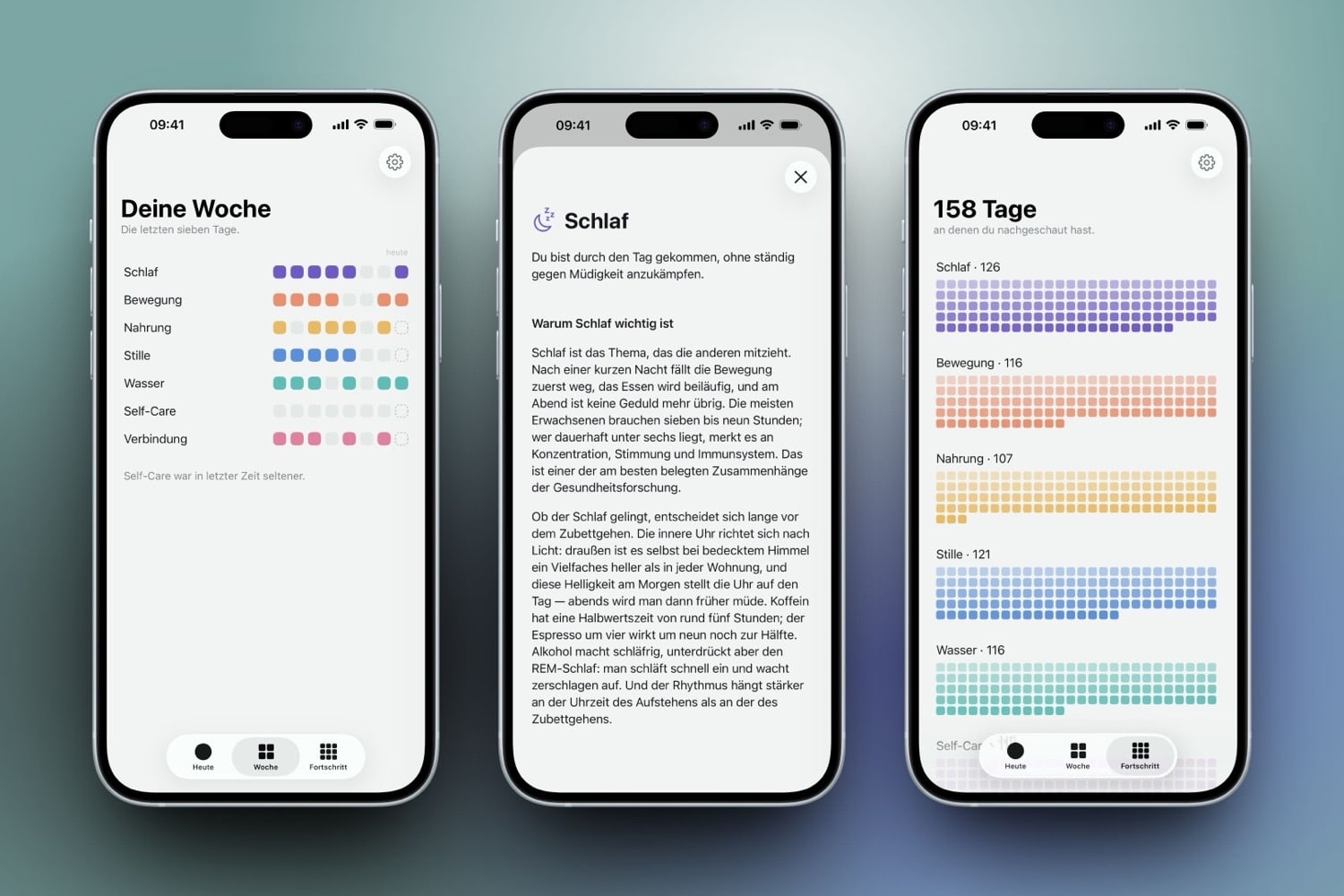 Drei iPhone-Screenshots von Genug