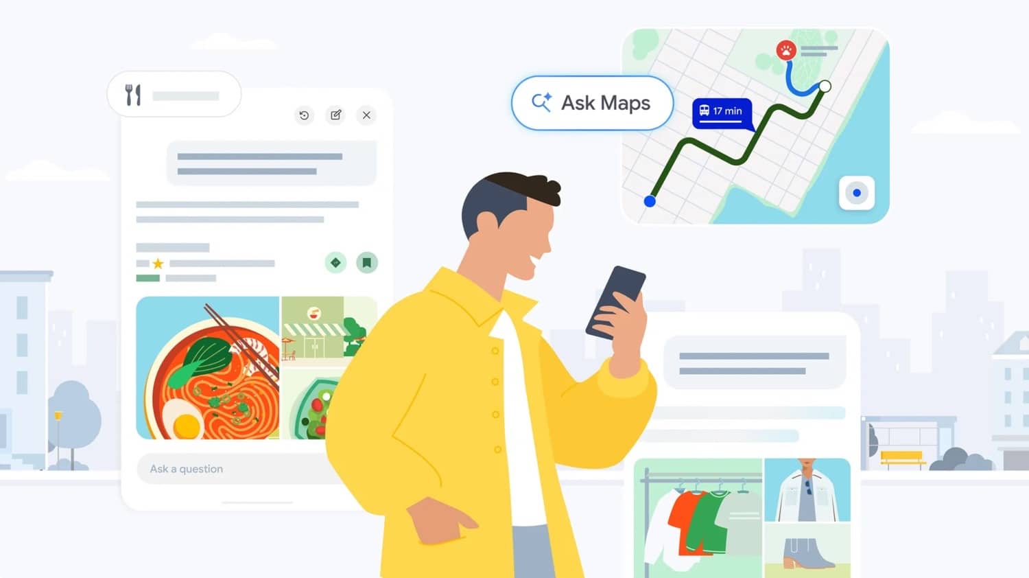 Banner mit Illustration zum neuen Ask Maps-Feature