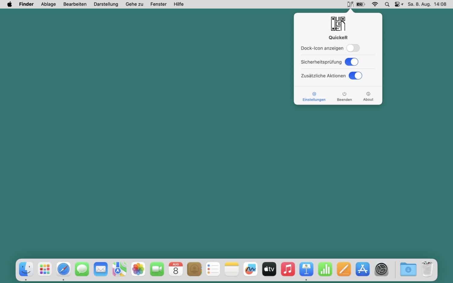 QuickR auf einem Mac-Schreibtisch