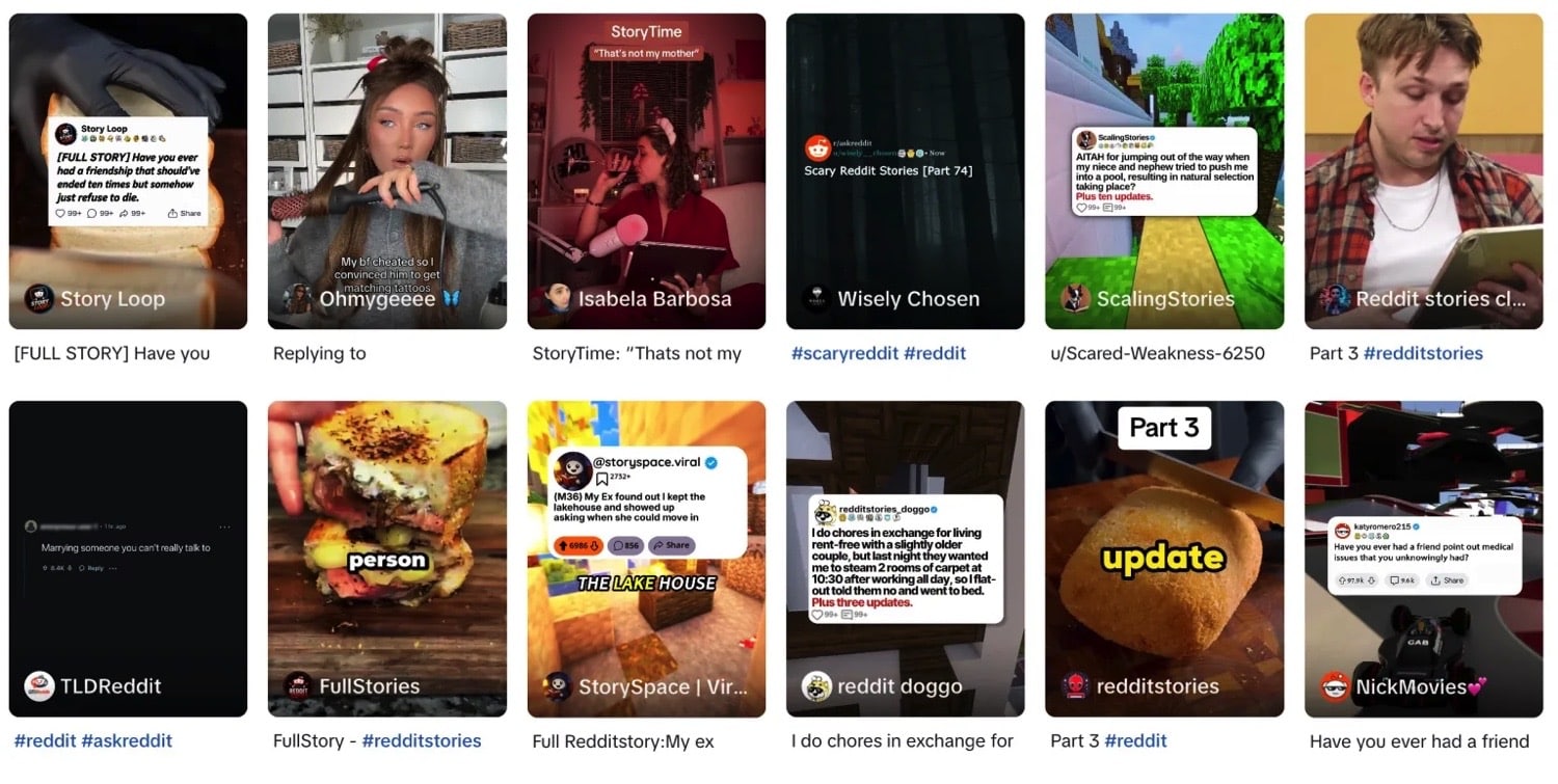 Reddit-Videos bei TikTok