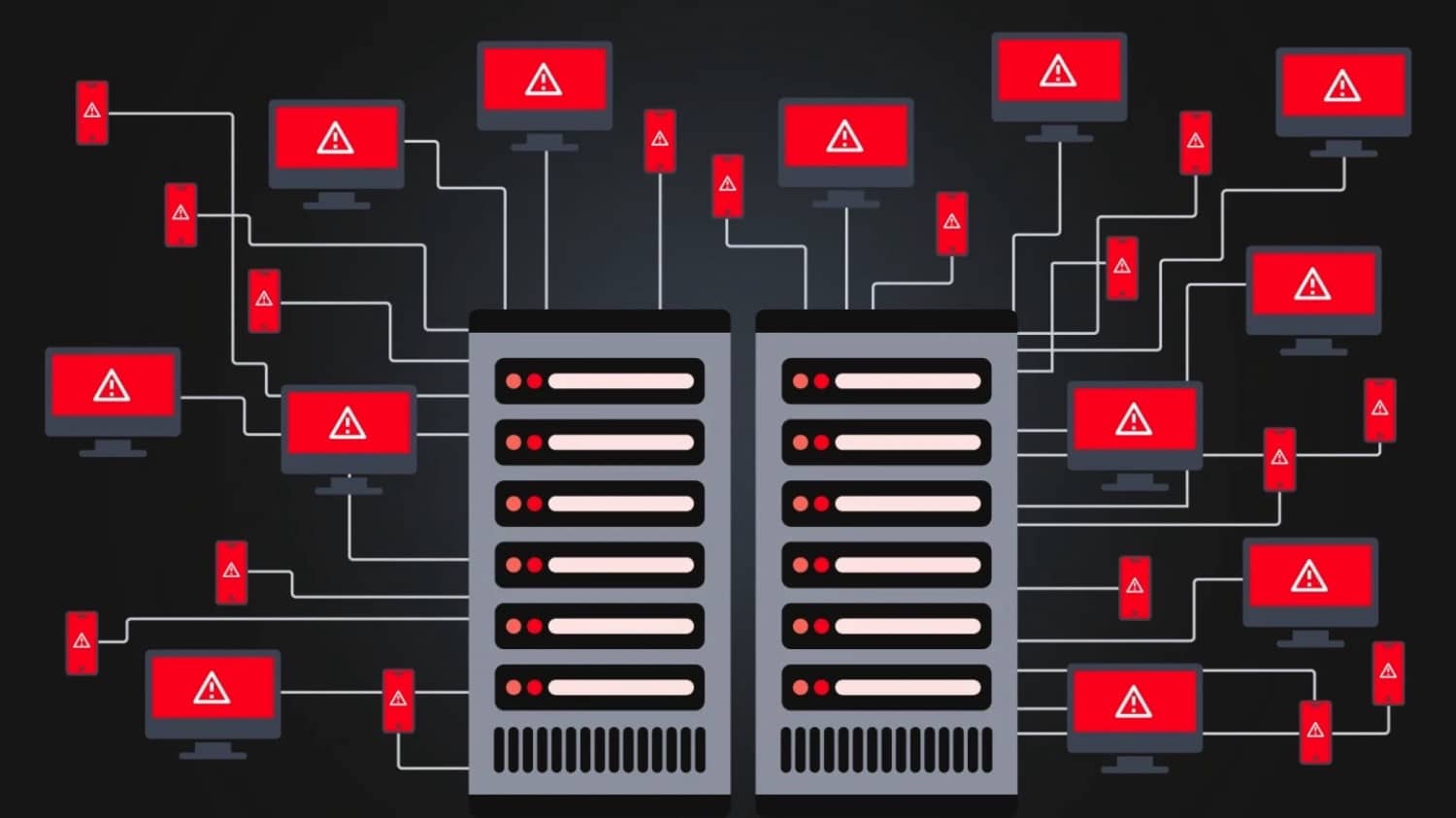 Illustration eines DDoS-Angriffes