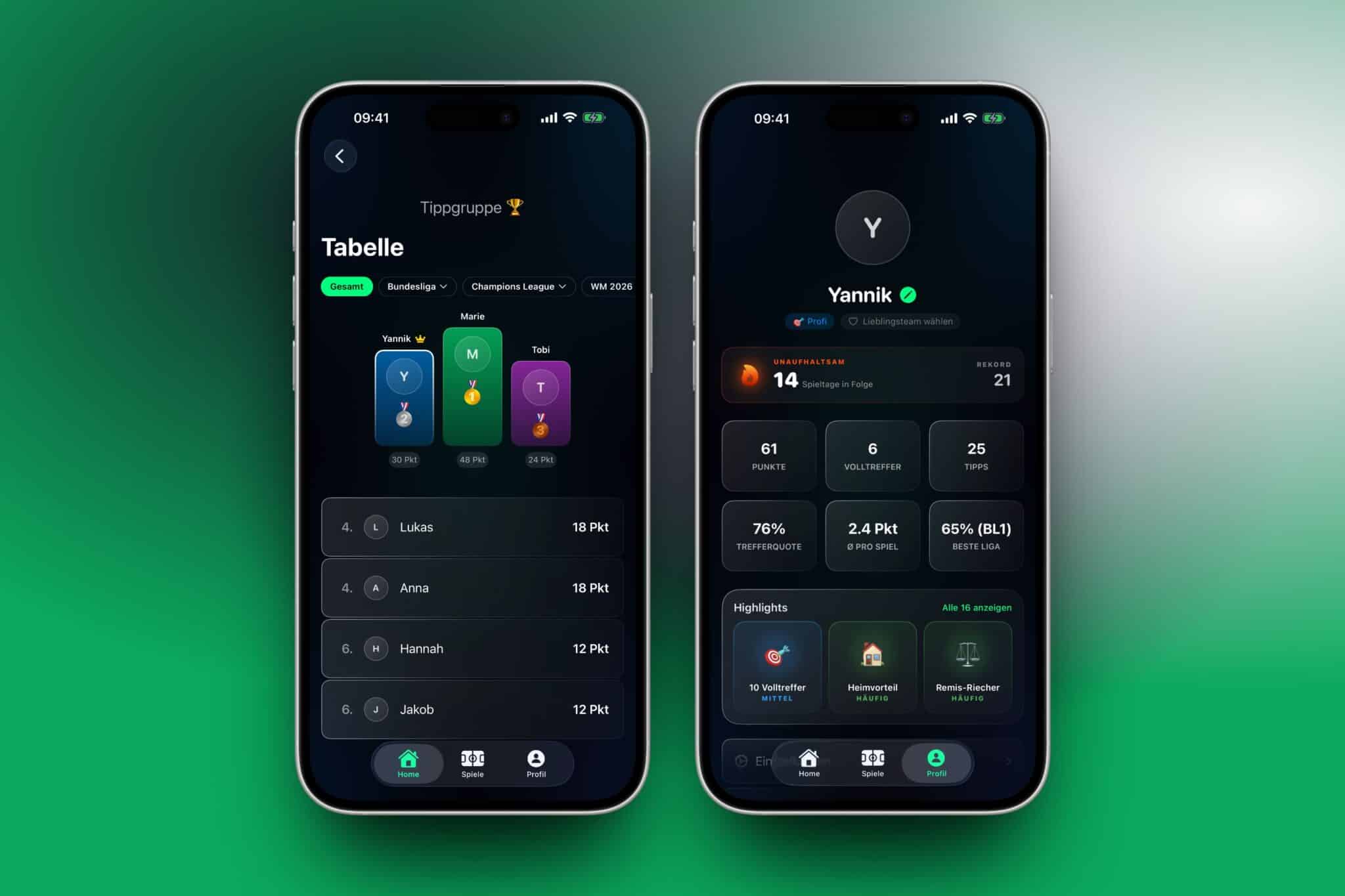 Zwei iPhone-Screenshots von Tipps