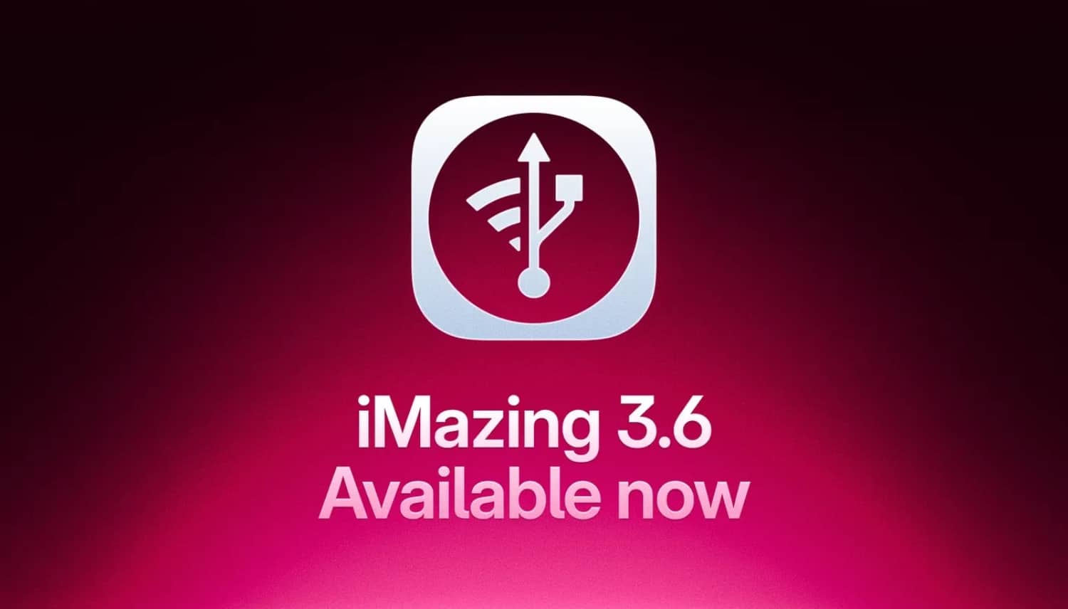Pinkes Banner von iMazing zum Update auf Version 3.6