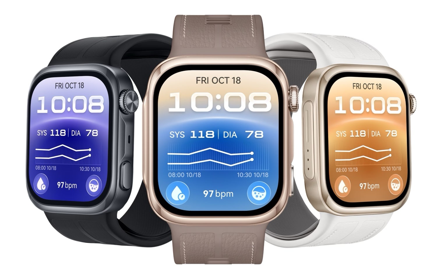 Drei Farbvarianten der Huawei Watch D3