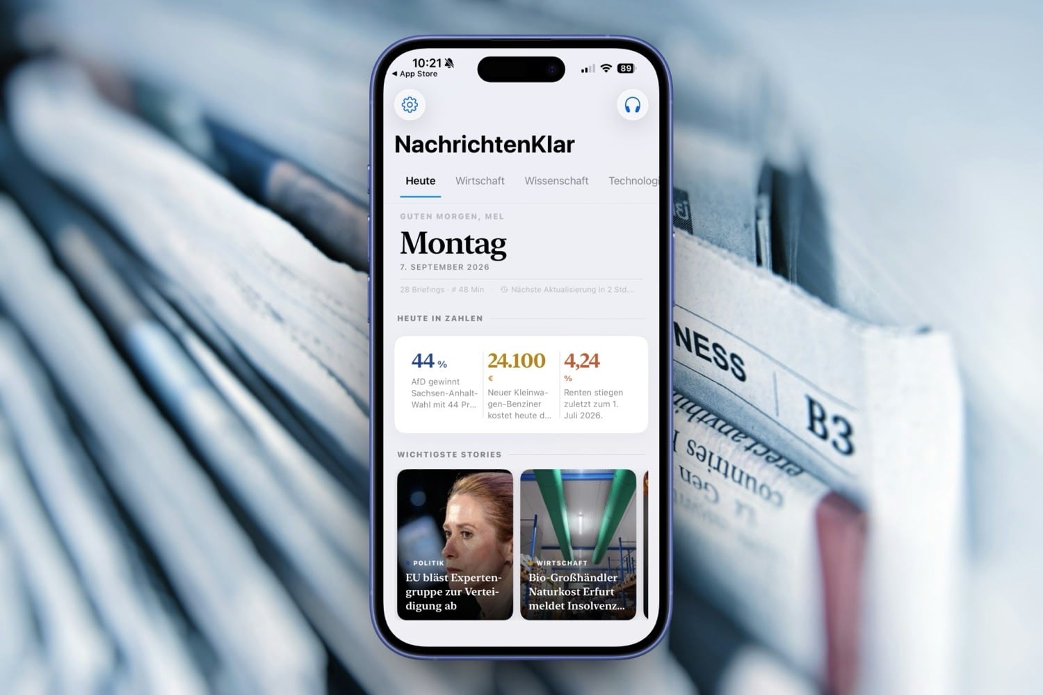 <span class="entry-title-primary">NachrichtenKlar: iPhone-App bietet Nachrichten übersichtlich und in leichter Sprache an</span> <span class="entry-subtitle">News in fünf Minuten statt im endlosen Feed</span>