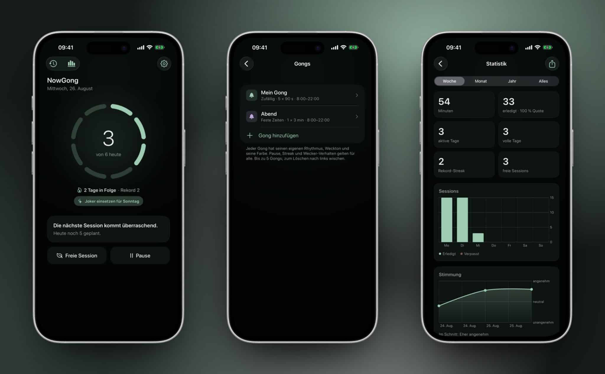 Drei iPhone-Screenshots von NowGong