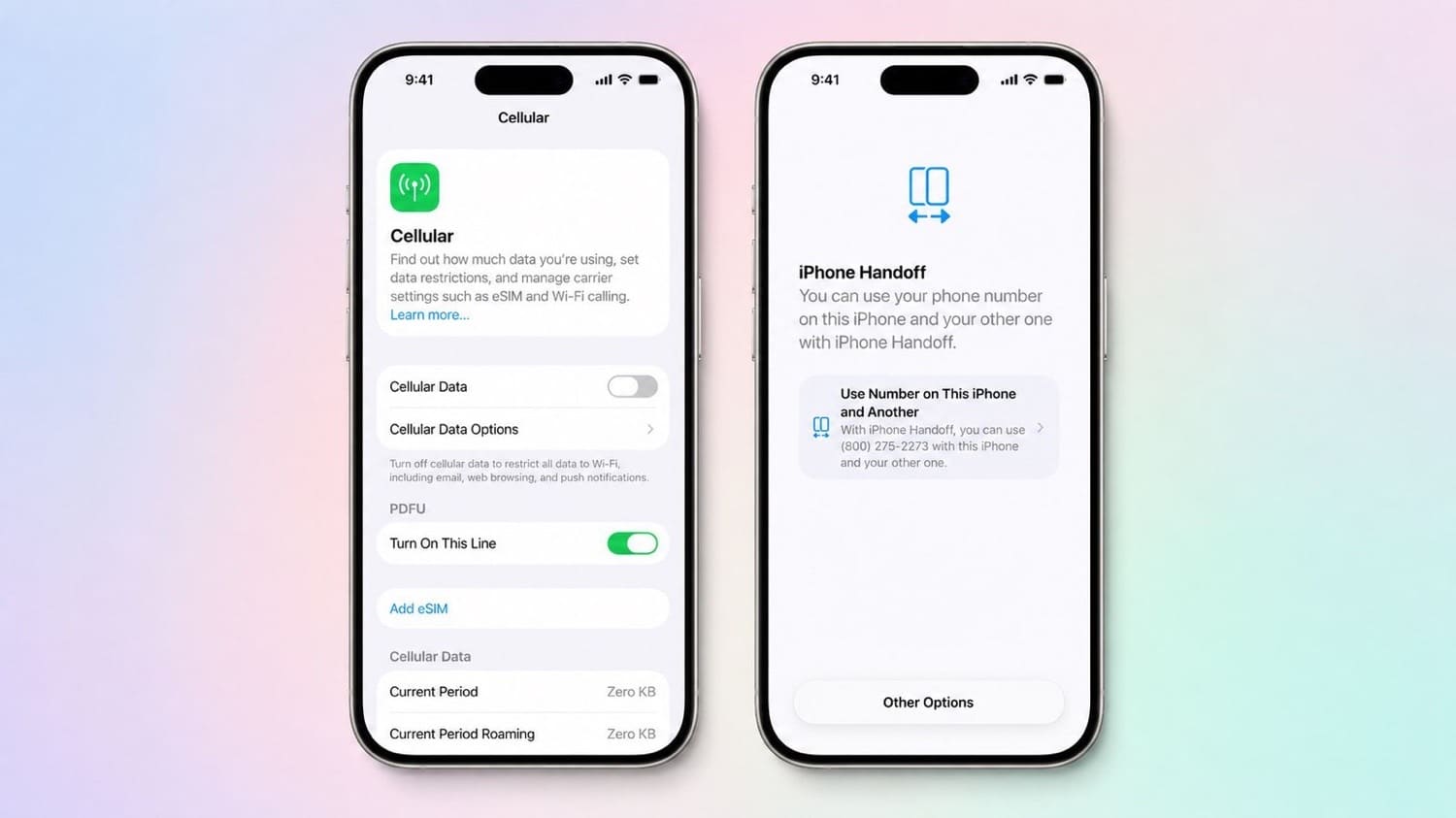 Zwei iPhone-Screenshots zeigen iPhone Handoff in iOS 27
