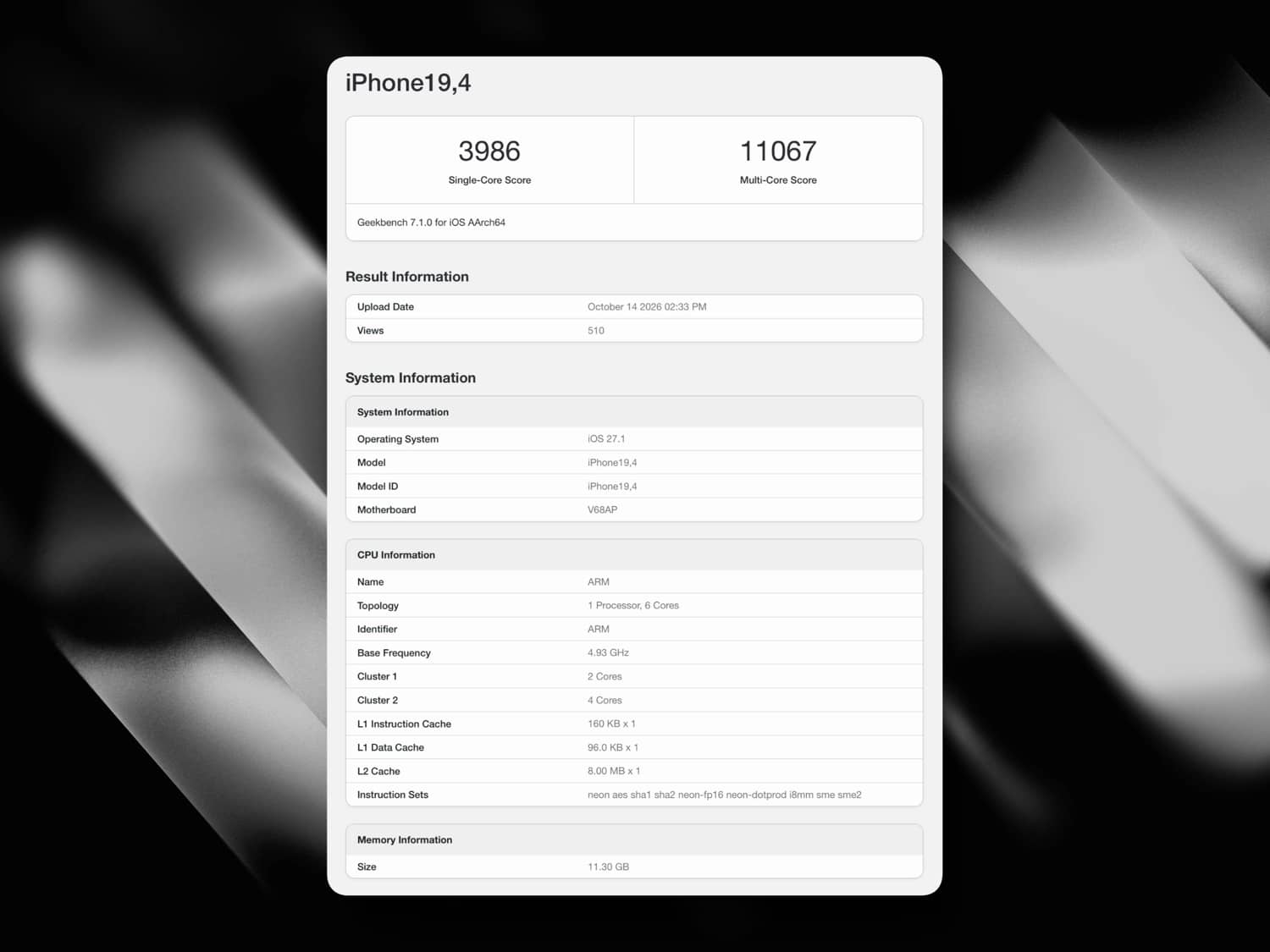 Geekbench 7-Resultate zum iPhone Duo